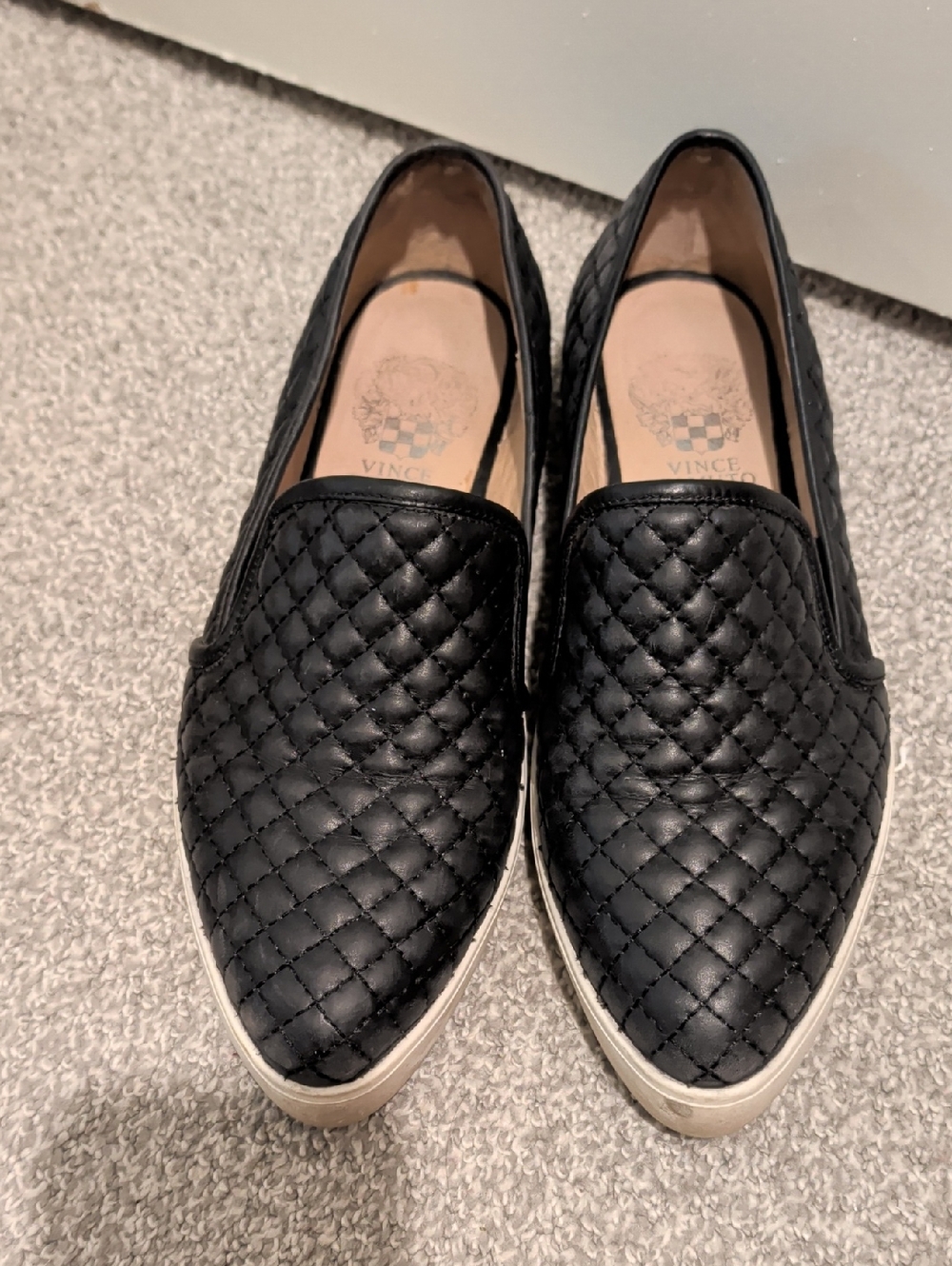 Vince Black Quilted Leather Slip-On Sneakers